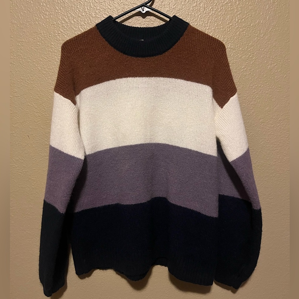Colorblock Sweater/Jumper- Brown, Cream, Purple, Navy